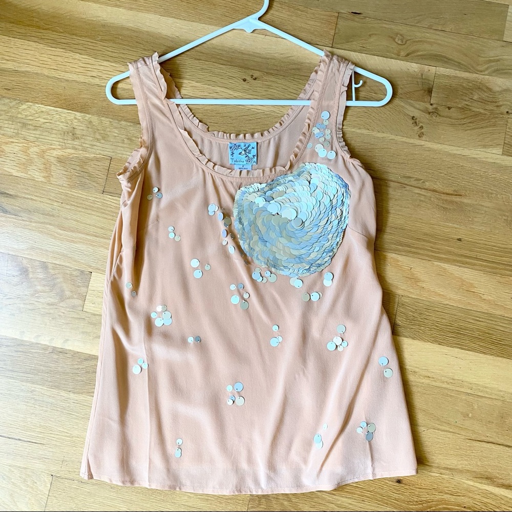 Anthropologie Tabitha Silk Sequin Tank Top 2